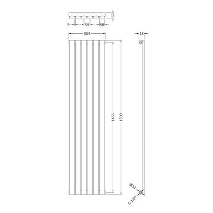 Fairford Hargate Single Panel 1500 x 354mm Gloss White Radiator