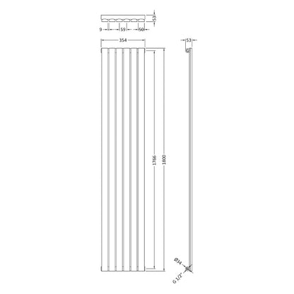 Fairford Hargate Single Panel 1800 x 354mm Anthracite Radiator