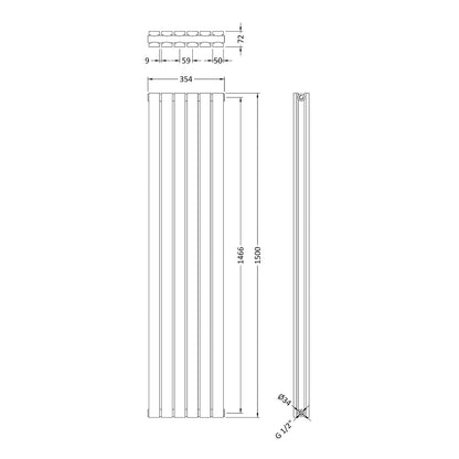 Fairford Hargate Double Panel 1500 x 354mm Gloss White Radiator