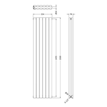 Fairford Holus Double Panel Vertical 1500 x 354mm White Radiator