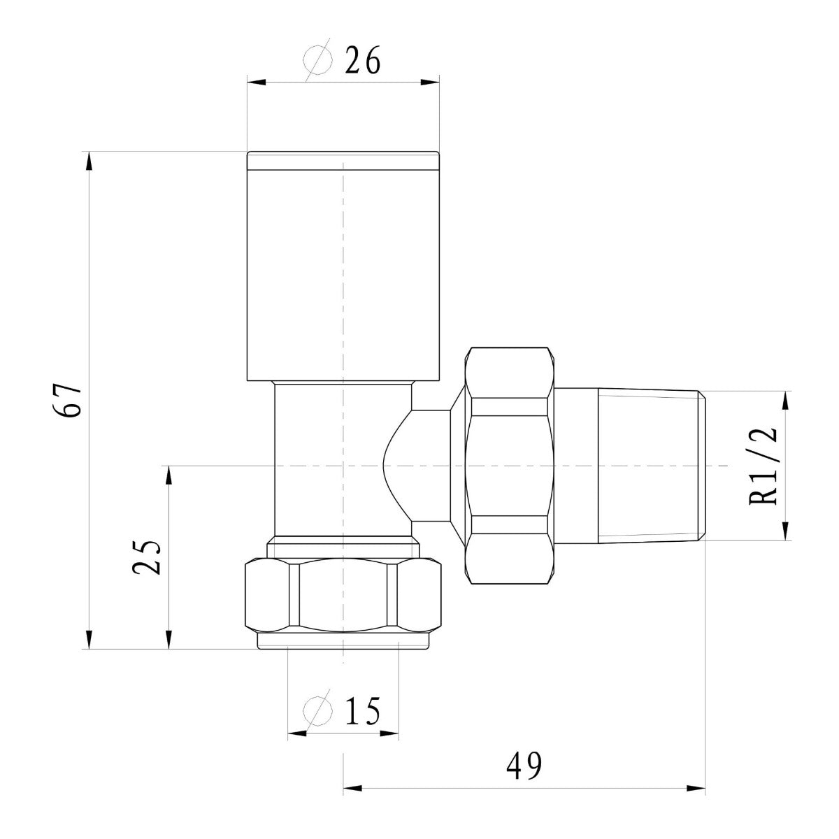 Fairford Basics Round Radiator Valves, Angled, Pair