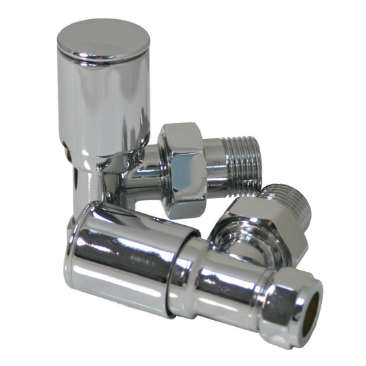Fairford Basics Round Radiator Valves, Angled, Pair