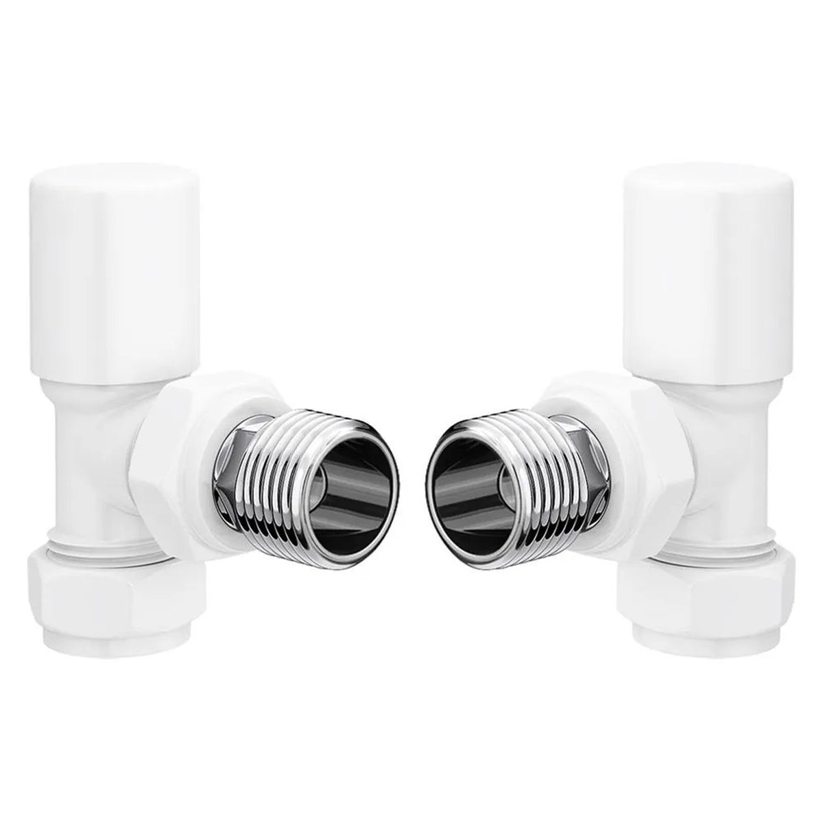 Fairford White Angled Radiator Valves - Pair