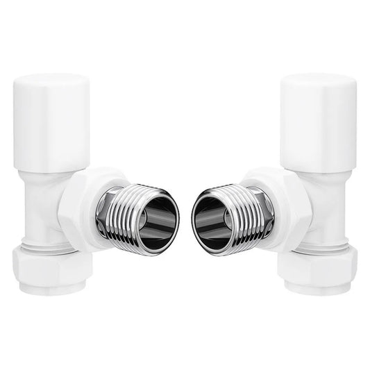 Fairford White Angled Radiator Valves - Pair