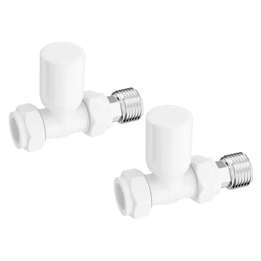 Fairford White Straight Radiator Valves - Pair