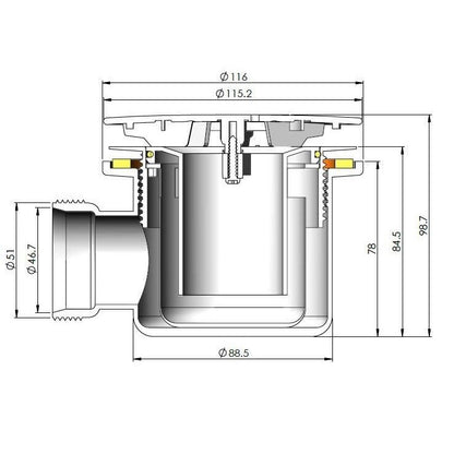 Fairford Brushed Brass 90mm Fast Flow Shower Waste