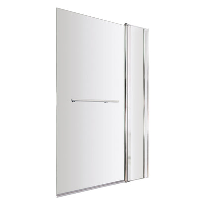Fairford 6mm Straight Shower Bath Screen w Fixed Panel and Rail