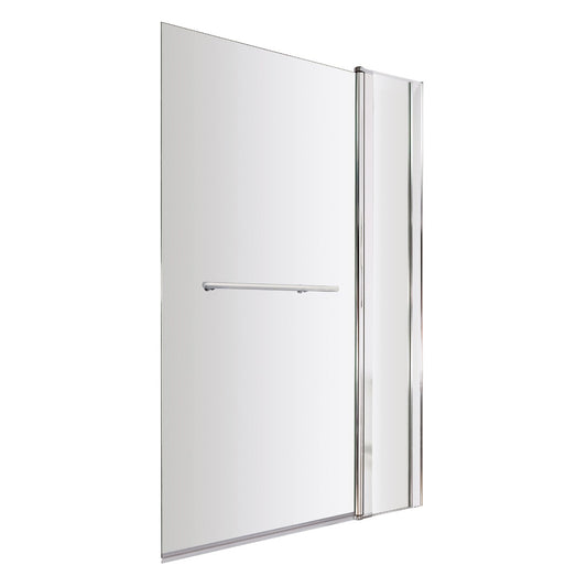 Fairford 6mm Straight Shower Bath Screen w Fixed Panel and Rail