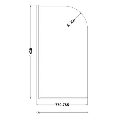 Rivato Florence 1700 x 750mm Bath with Radius Matt Black Screen