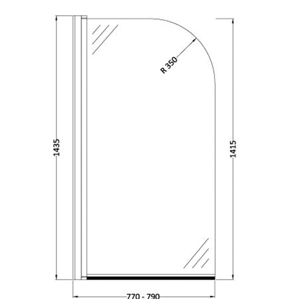 Fairford 6mm Radius Shower Bath Screen with Rail