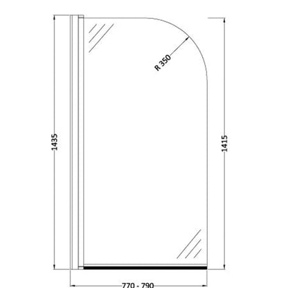 Fairford 6mm Radius Shower Bath Screen with Rail