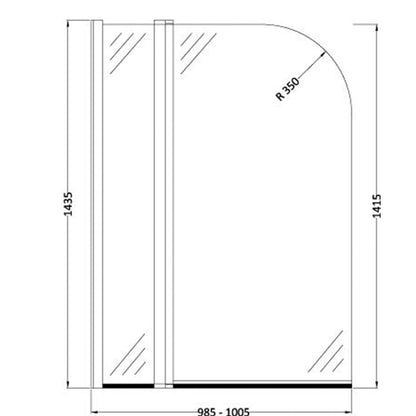 Fairford 6mm Radius Shower Bath Screen with Fixed Panel