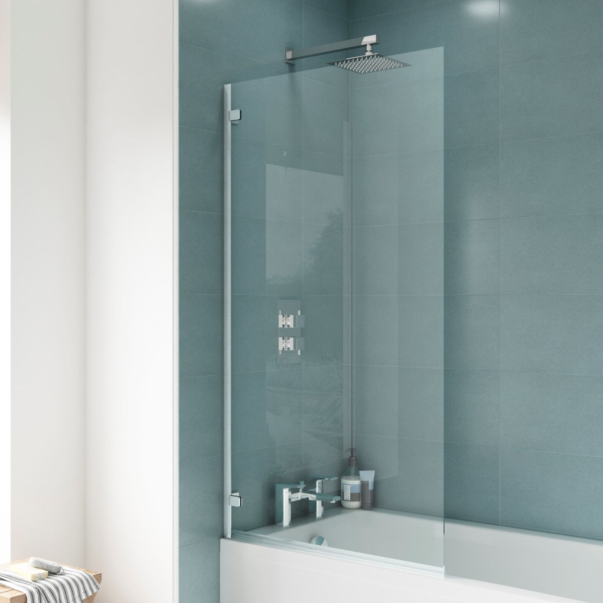 Fairford 5mm Straight Shower Bath Screen with Wall Hinges