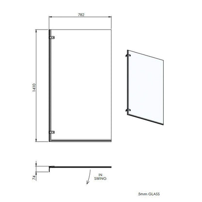 Fairford 5mm Straight Shower Bath Screen with Wall Hinges