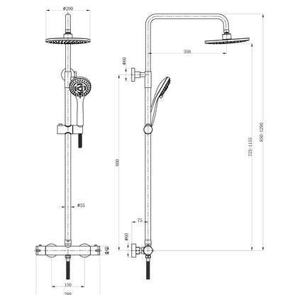 Fairford Element Exposed Round Shower Kit, Chrome