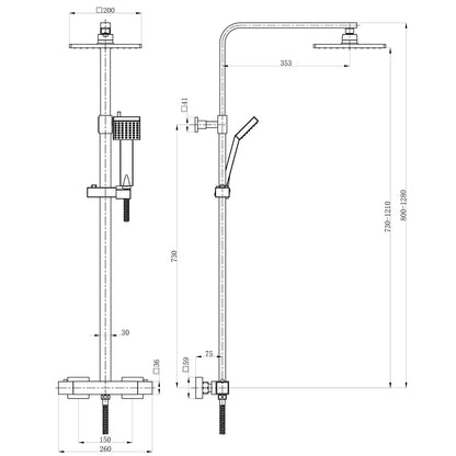 Fairford Una Exposed Square Shower Kit, Chrome