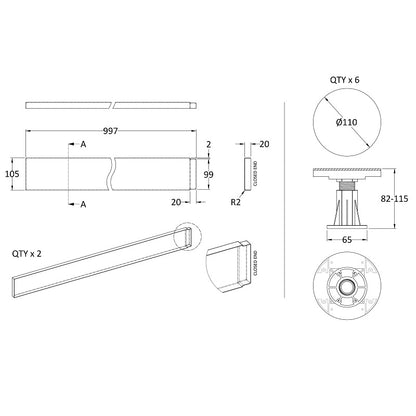 Rivato Gloss White Shower Tray Leg Kits with Plinth.  Suitable for 700-900mm Rivato Trays