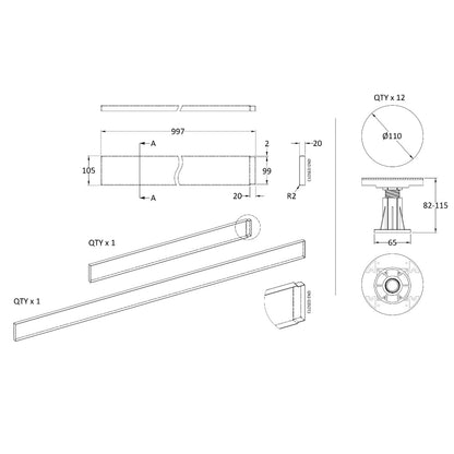 Rivato Gloss White Shower Tray Leg Kits with Plinth.  Suitable for 1300-1800mm Rivato Trays