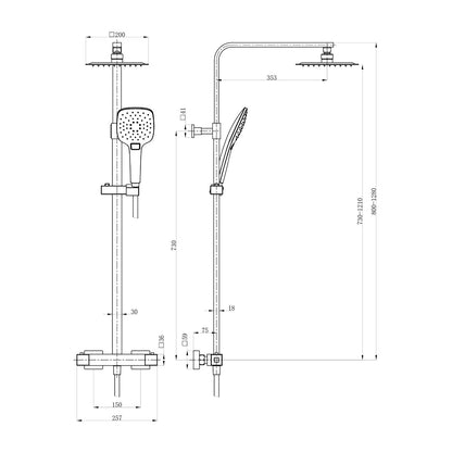 Fairford Element Pro Exposed Round Shower Kit, Matt Black