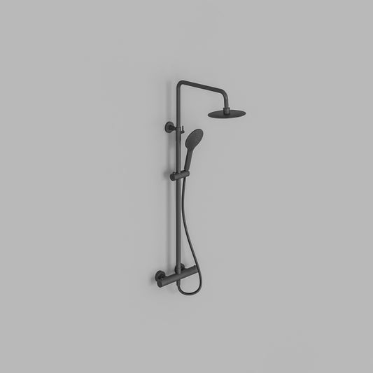 Fairford Element Pro Exposed Round Shower Kit, Matt Black