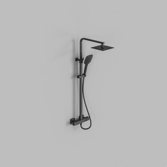 Fairford Una Pro Exposed Square Shower Kit, Matt Black