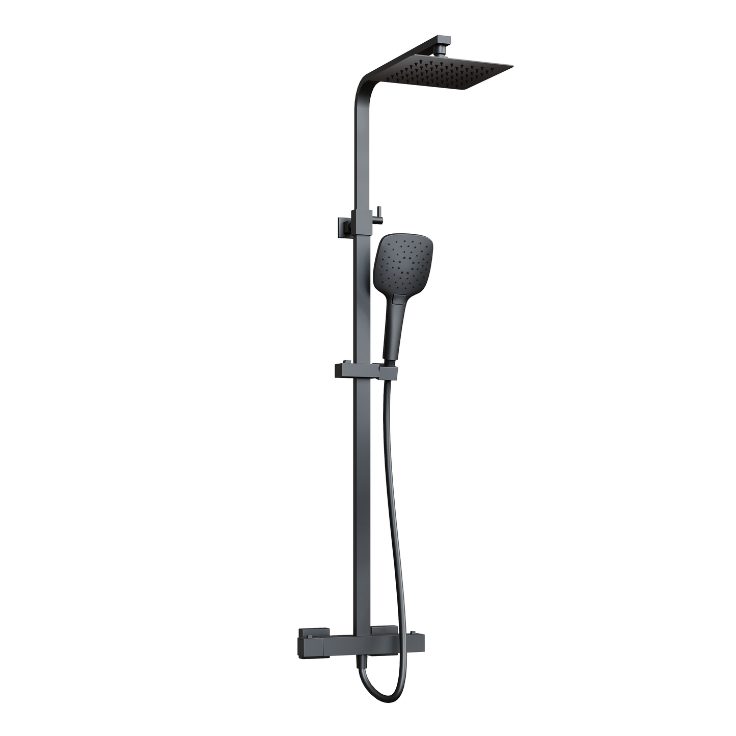 Fairford Una Pro Exposed Square Shower Kit, Matt Black