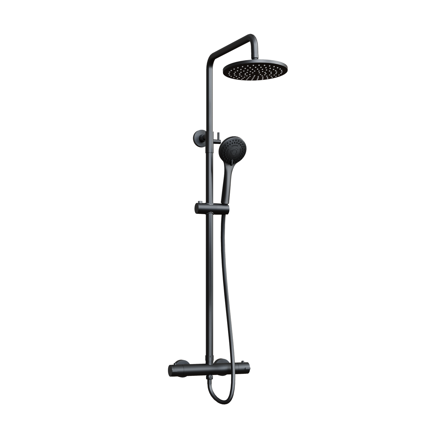 Fairford Element Exposed Round Shower Kit, Matt Black