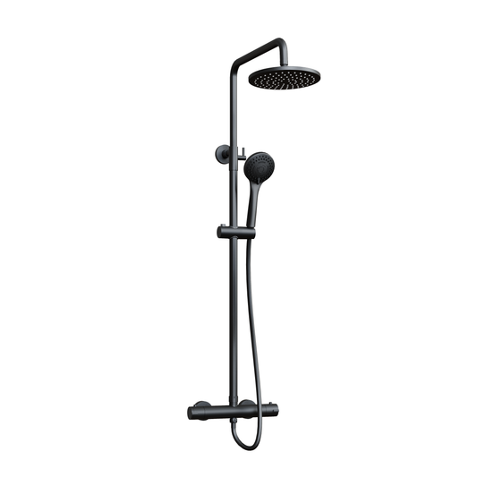 Fairford Element Exposed Round Shower Kit, Matt Black