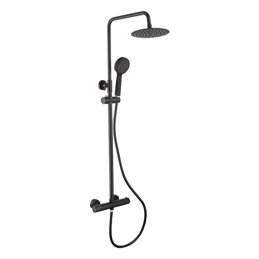 Fairford Element Exposed Round Shower Kit, Matt Black