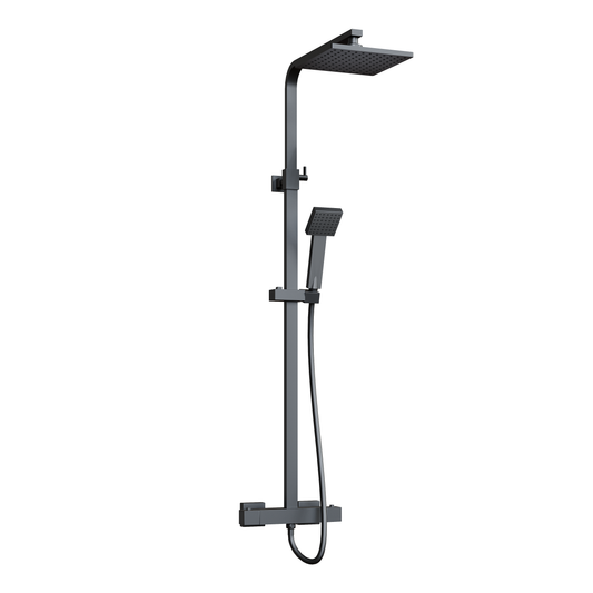 Fairford Una Exposed Square Shower Kit, Matt Black