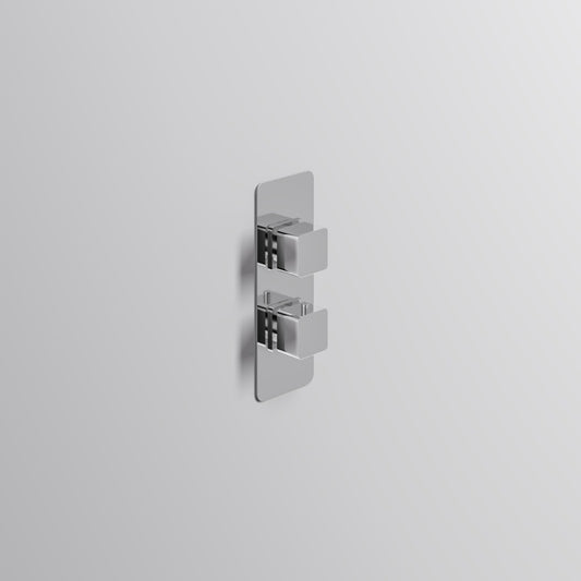 Fairford Una Chrome Square Concealed Twin Shower Valve, 1 Outlet