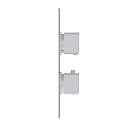 Fairford Una Chrome Square Concealed Twin Shower Valve with Diverter, 2 Outlet