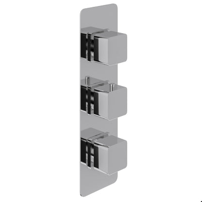 Fairford Una Chrome Square Concealed Triple Shower Valve, 2 Outlet