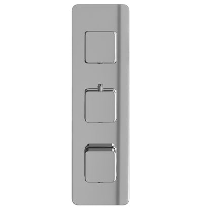 Fairford Una Chrome Square Concealed Triple Shower Valve, 2 Outlet