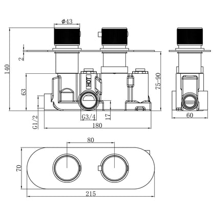 Fairford Element 5 Concealed Shower Kit with Slide Rail Kit, Chrome