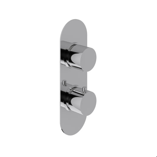 Fairford Element Chrome Round Concealed Twin Shower Valve with Diverter, 2 Outlet