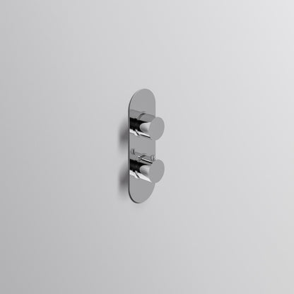 Fairford Element Chrome Round Concealed Twin Shower Valve with Diverter, 2 Outlet
