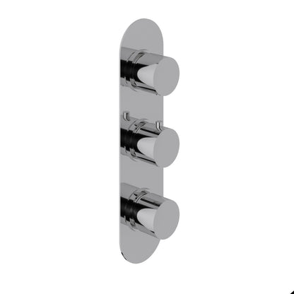 Fairford Element Chrome Round Concealed Triple Shower Valve, 2 Outlet