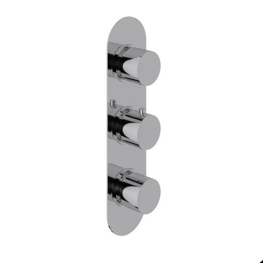 Fairford Element Chrome Round Concealed Triple Shower Valve, 2 Outlet