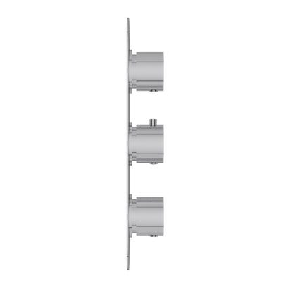 Fairford Element Chrome Round Concealed Triple Shower Valve, 2 Outlet