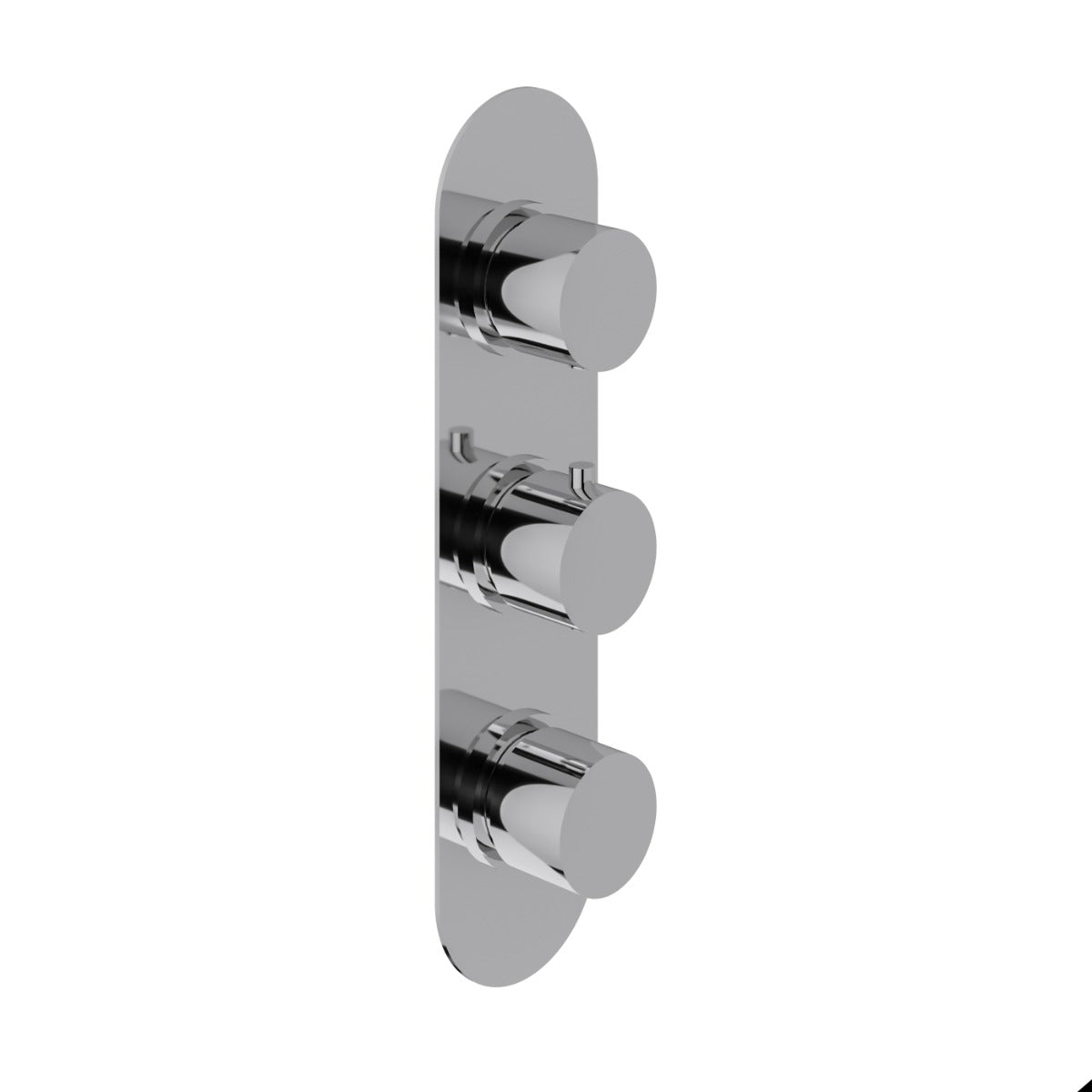Fairford Element Chrome Round Concealed Triple Shower Valve with Diverter, 3 Outlet