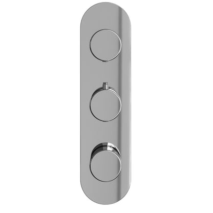 Fairford Element Chrome Round Concealed Triple Shower Valve with Diverter, 3 Outlet