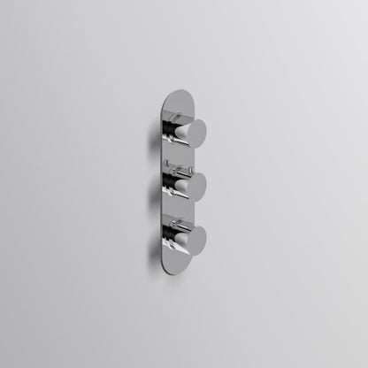 Fairford Element Chrome Round Concealed Triple Shower Valve with Diverter, 3 Outlet