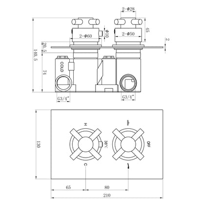Fairford Tahoe Chrome Concealed Twin Shower Valve with Diverter, 2 Outlet
