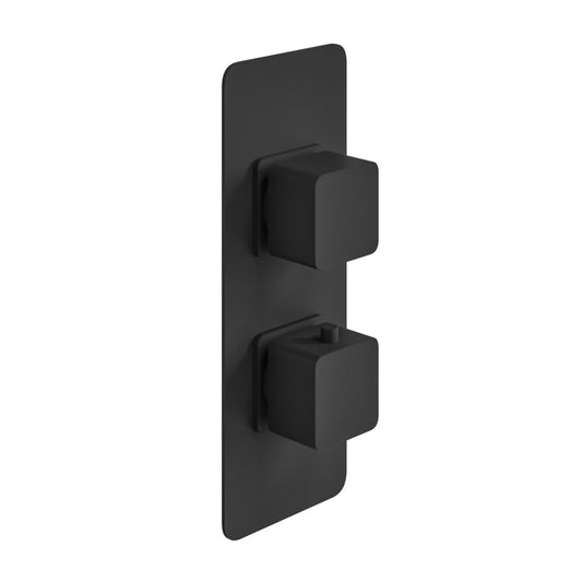 Fairford Una Matt Black Square Concealed Twin Shower Valve, 1 Outlet
