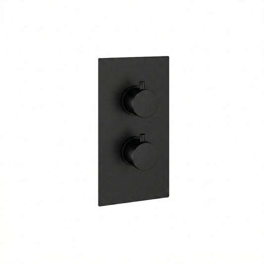 Fairford Element 7 Matt Black Twin Shower Valve, 1 Outlet
