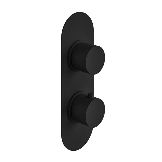 Fairford Element Matt Black Round Concealed Twin Shower Valve with Diverter, 2 Outlet