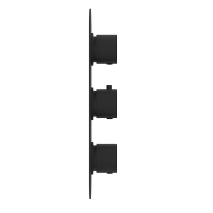Fairford Element Matt Black Round Concealed Triple Shower Valve with Diverter, 3 Outlet