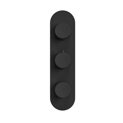Fairford Element Matt Black Round Concealed Triple Shower Valve with Diverter, 3 Outlet