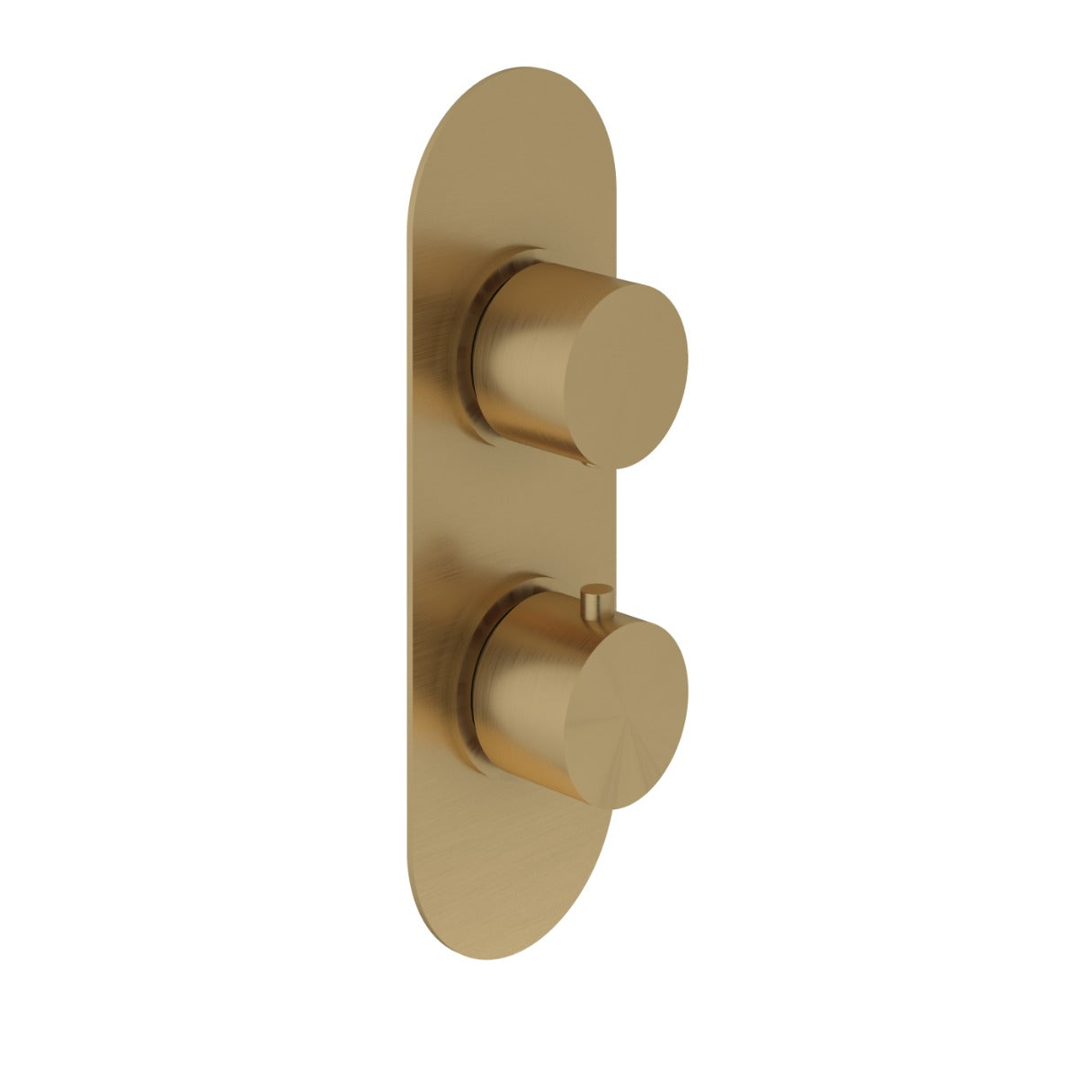 Fairford Element Brushed Brass Round Concealed Twin Shower Valve, 1 Outlet
